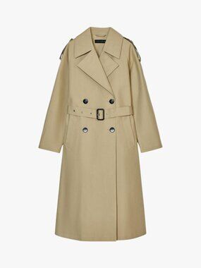 (LIKE NEW) ZARA | 100% COTTON F/W 2025 "BELTED TOPCOAT" KHAKI LONG TRENCH COAT